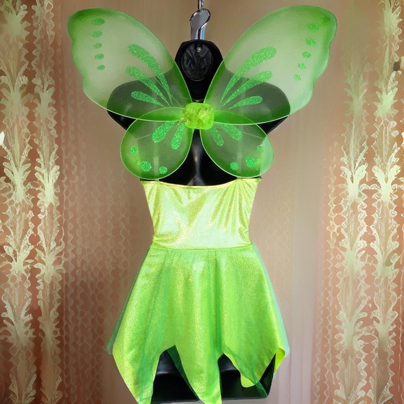 New Large‎ Tinkerbell Dress Wings Halloween Costume Strapless Mini Faerie Set - Picture 5 of 5